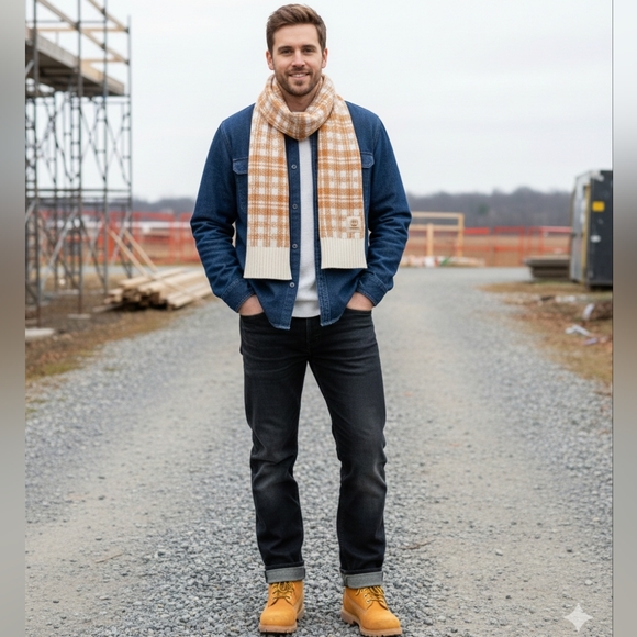 Timberland NWT Brown and Cream Scarf - Picture 5 of 6